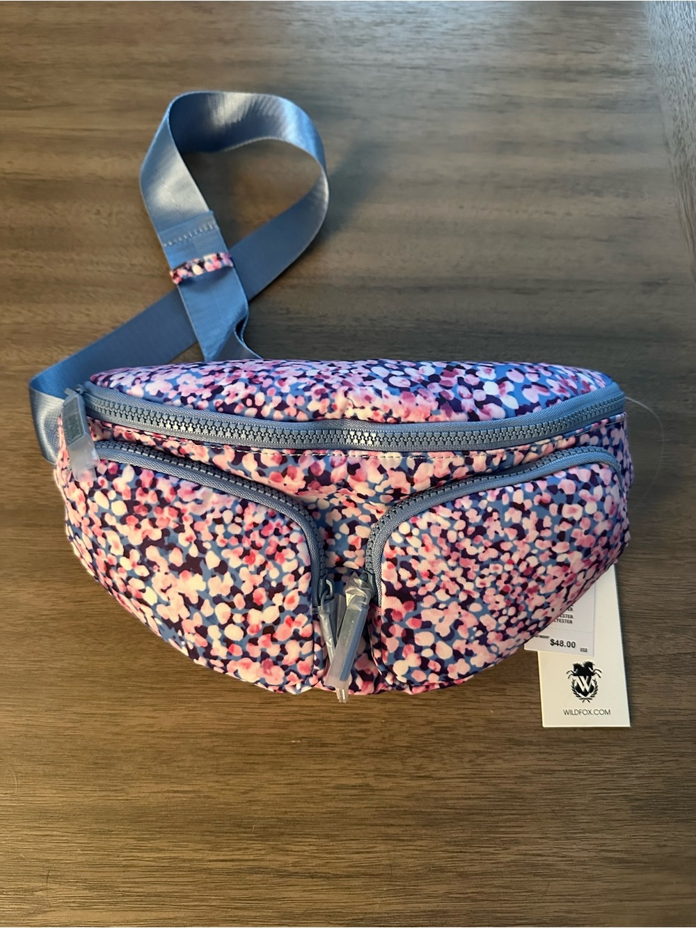Wildfox Pink, Navy & White Confetti Print Belt Bag